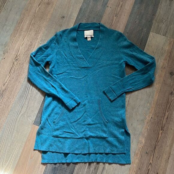 Cynthia Rowley 100% 2-ply Cashmere Tunic Sweater in Teal Size: Small (S) - Picture 1 of 14